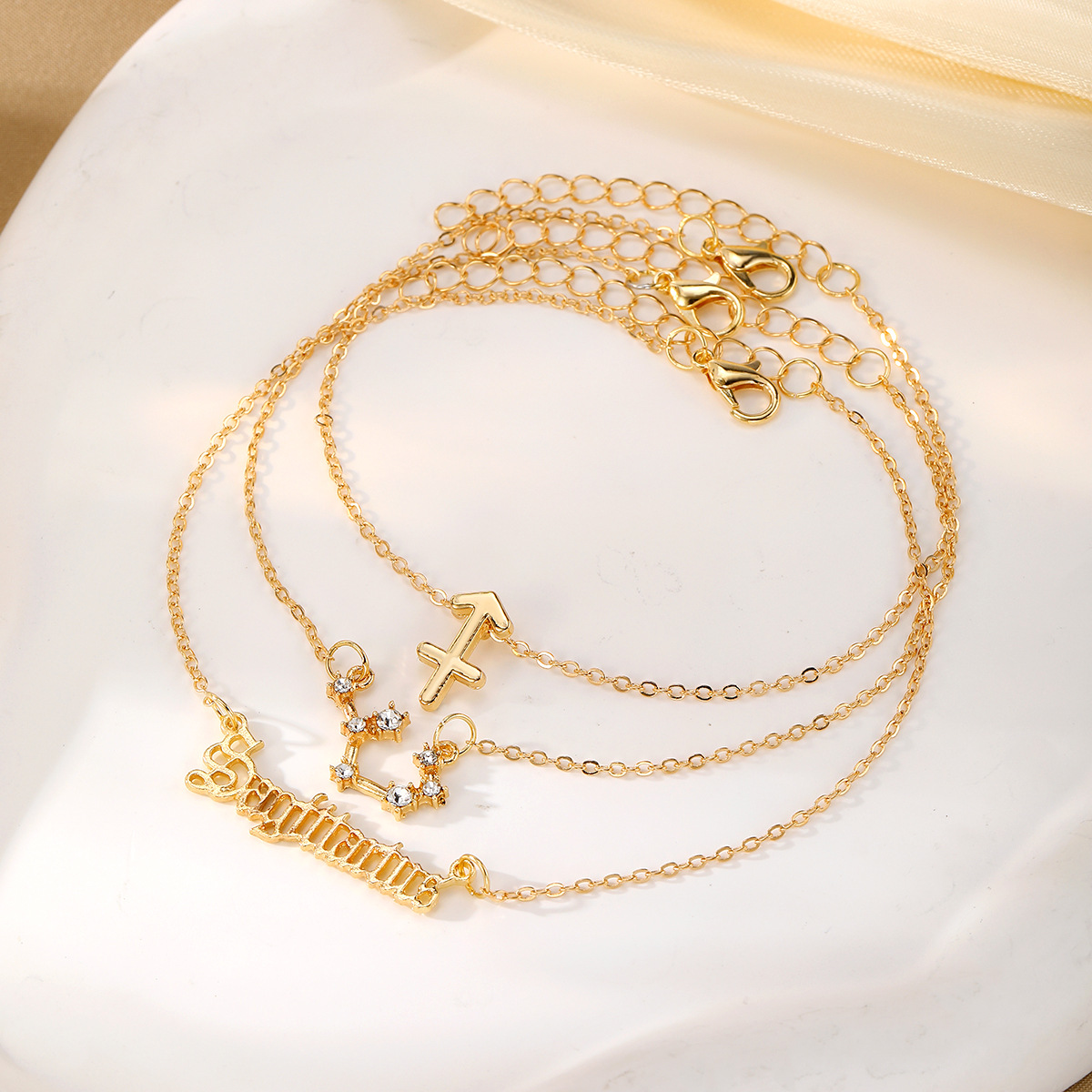 欧美爆款镶钻十二星座脚链套装女亚马逊跨境时尚卡片风高级感饰品详情28