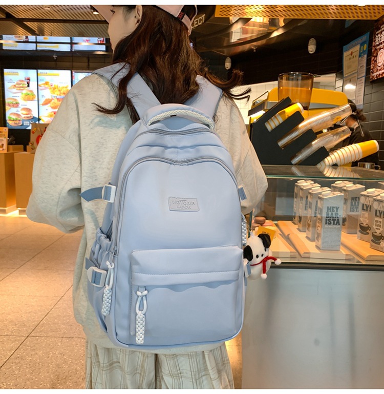 书包大容量高颜值初高中生新款双肩包大容量纯色简约防泼水背包详情24