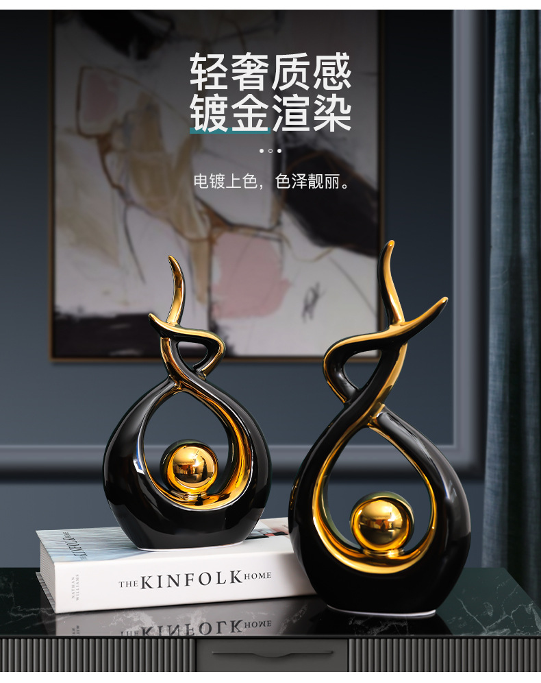 Modern light luxury ornaments, living room wine cabinet decoration, TV cabinet, entrance hall handicrafts, home decorations, European style luxury and high-end pic 2