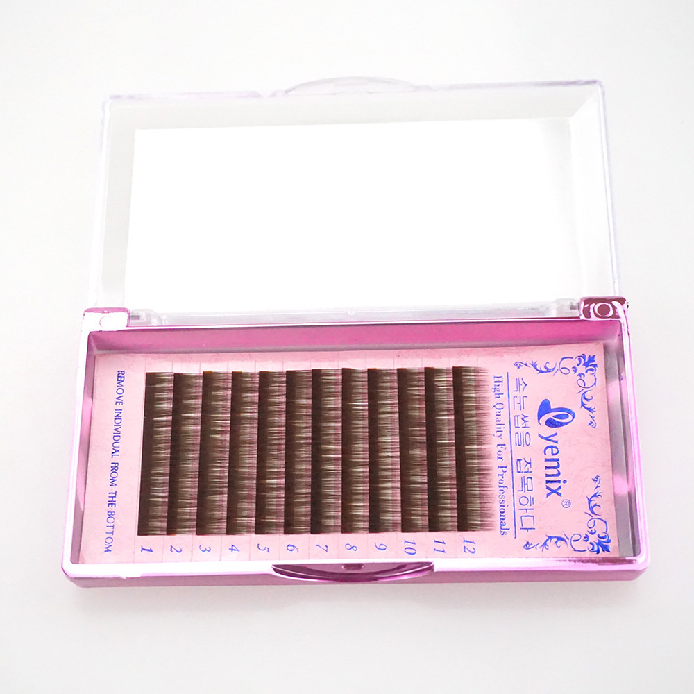 Korean eyelash extensions, soft eyelash implants, 12 rows of straight curly hair, 0.10 thickness, available in black or brown pic 16