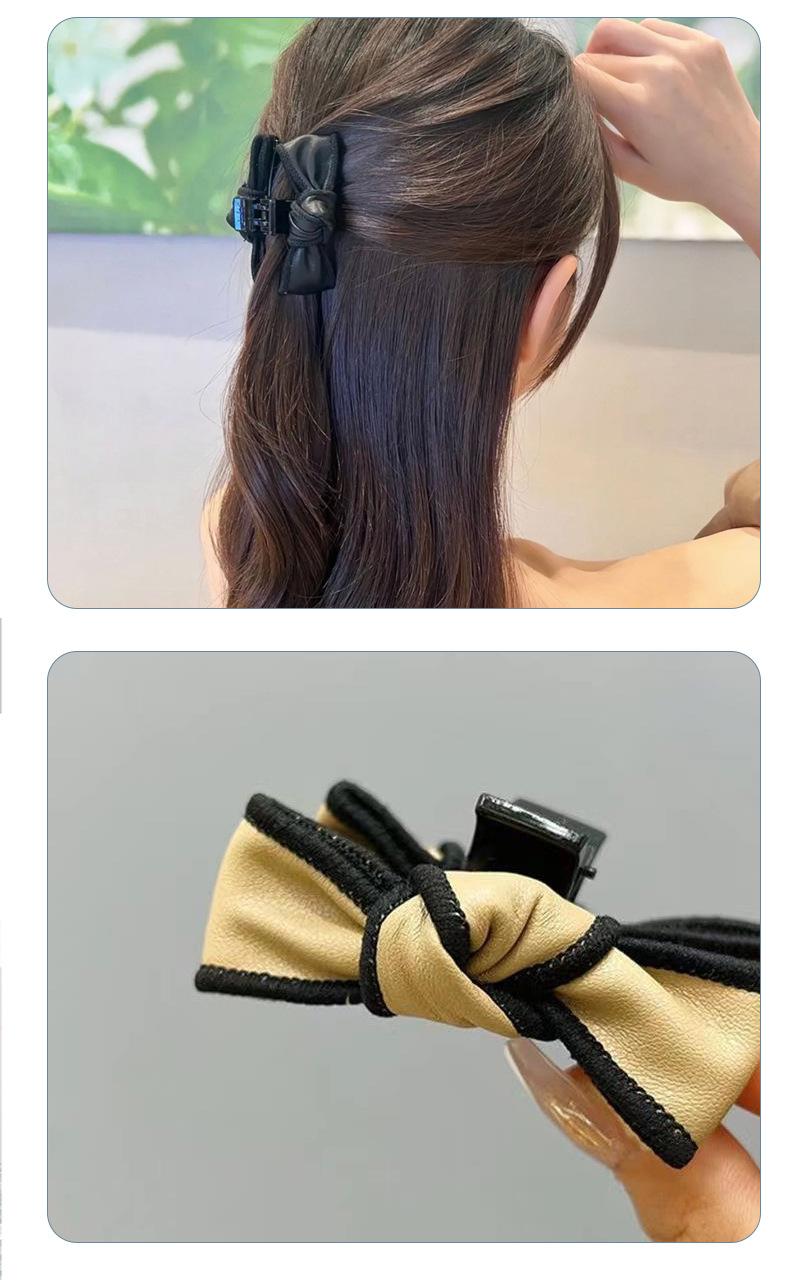 2023 New leather bow small scratch-clip headwear, bangs broken hair clips, princess head shark clip hair accessory pic 7
