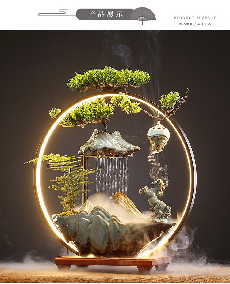 招财流水摆件家居创意喷泉客厅办公室桌面玄关乔迁新居开业礼品假山喷泉详情8