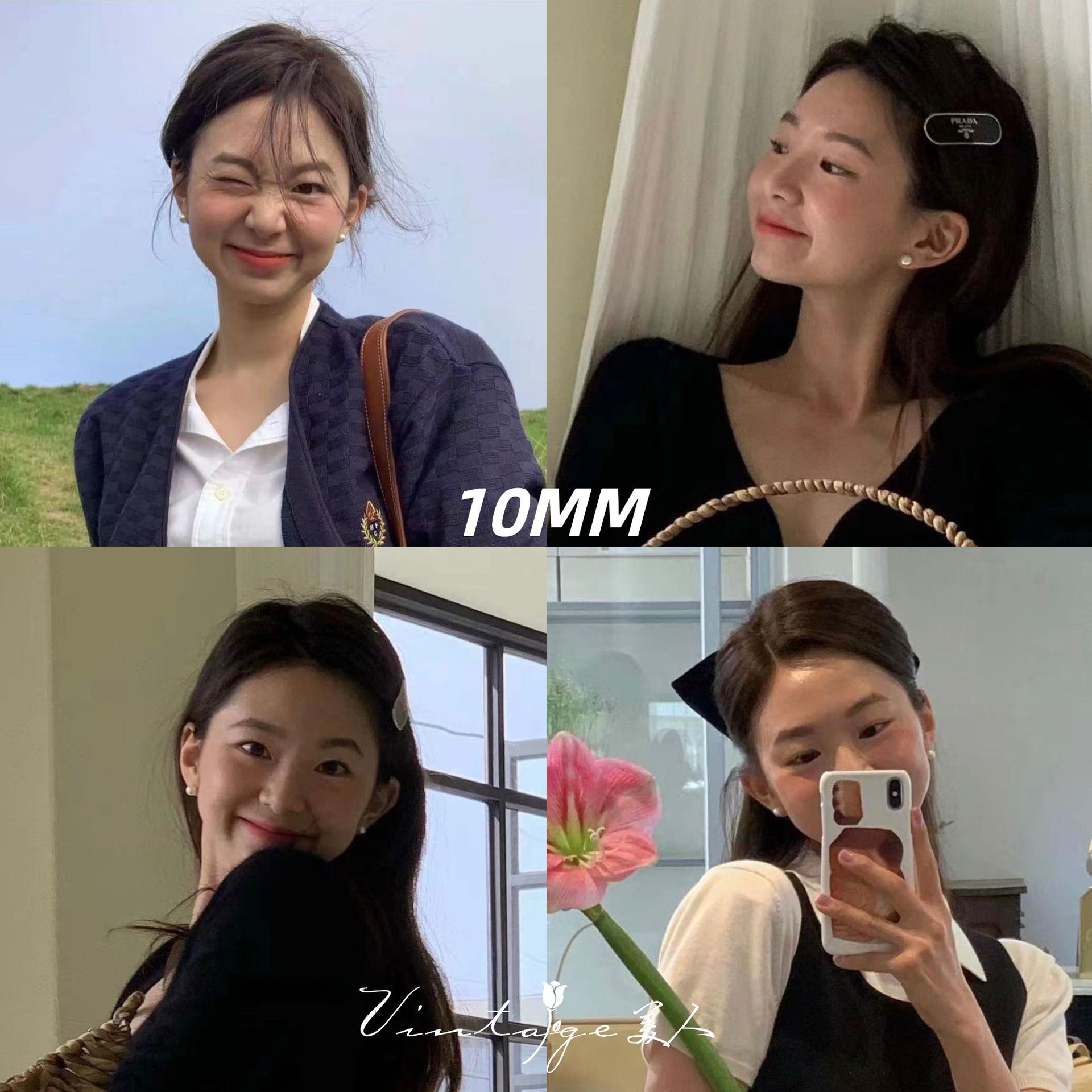 【自由秀】天然珍珠耳环高级感耳饰女925银针纯银复古珍珠耳钉批发简约饰品详情5