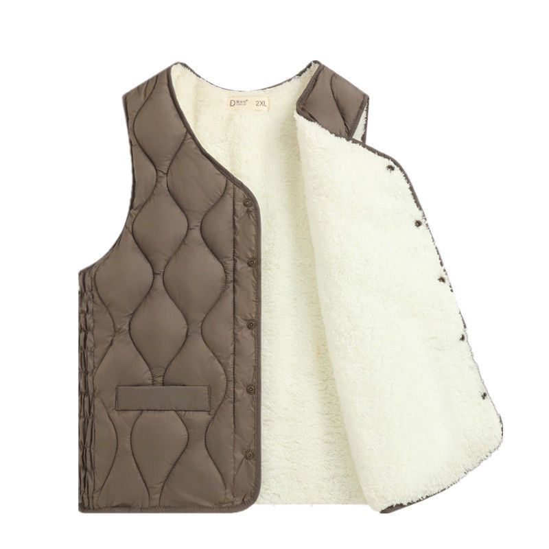 加绒加厚羊羔绒马甲女2022新款洋气马甲女保暖背心秋冬妈妈装坎肩详情18