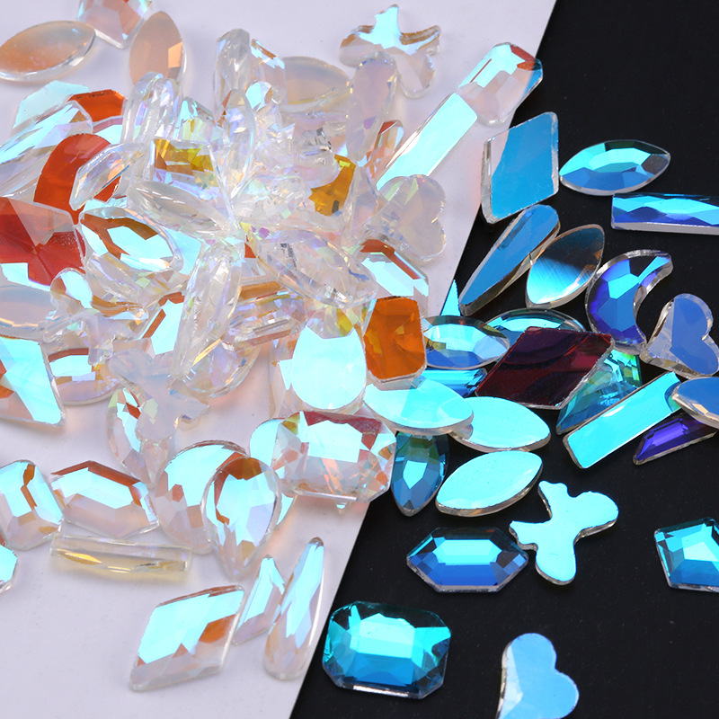 美甲饰品批发斤装美甲钻混装异形钻极光钻魅影紫指甲钻异形平底钻详情2