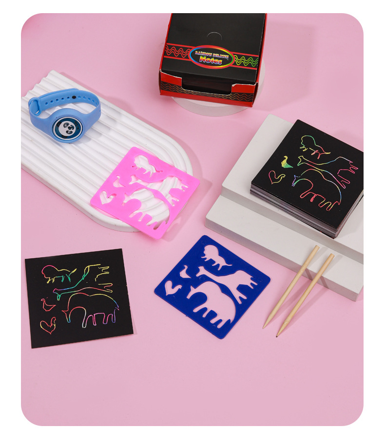 100 pieces of children's educational colorful scratch paper, DIY student fun scratch notes, cross-border scratch box set pic 12
