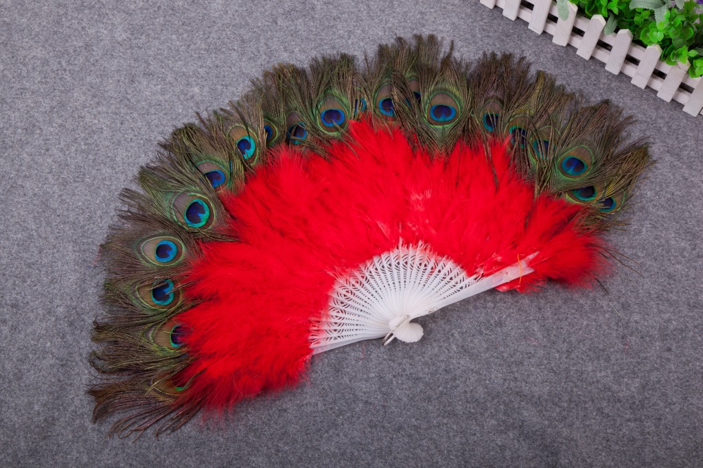 Peacock feather fan performance dance fan furniture arrangement stage props Peacock feather colorful pic 21