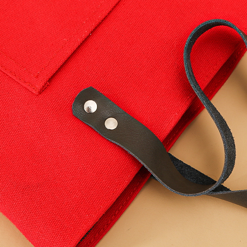 Factory direct sales, customized coated canvas bags, outer pockets, leather hand-held canvas bags, logo lining, inner partition layer pic 2