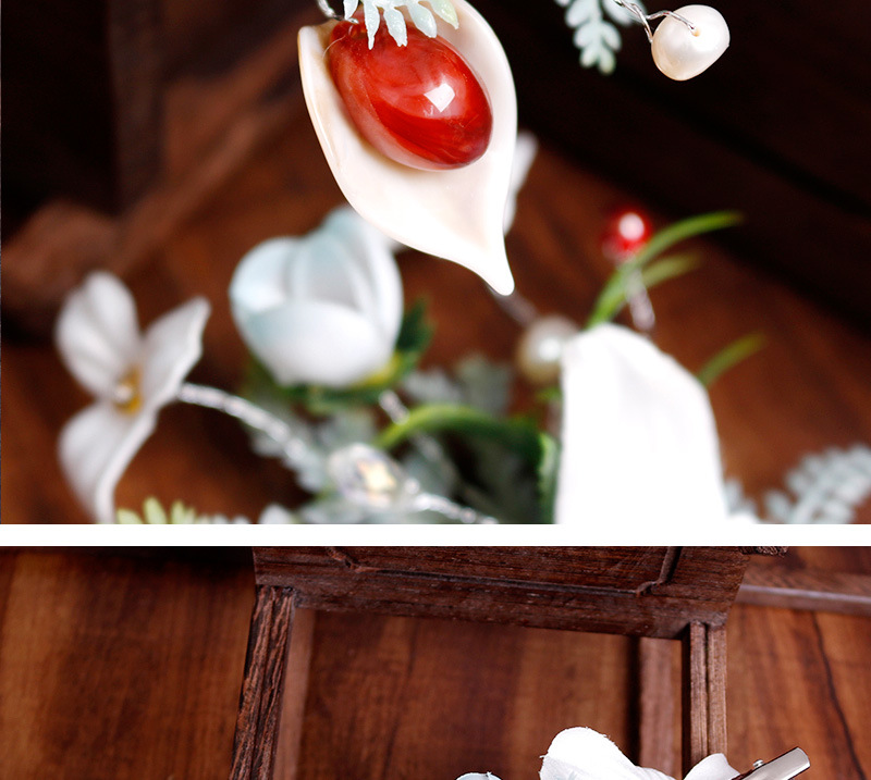 Bride hairpin headwear, forest-style super fairy-like Korean adult short hair clip, wedding dress hair accessory, side clip, hair flower hairpin pic 9