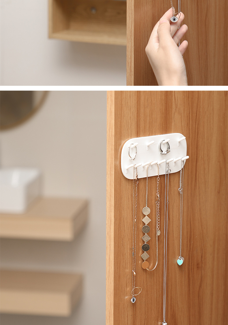 简约壁挂首饰收纳挂架收纳挂钩免打孔门后挂钩项链戒指手链饰品收纳架详情8