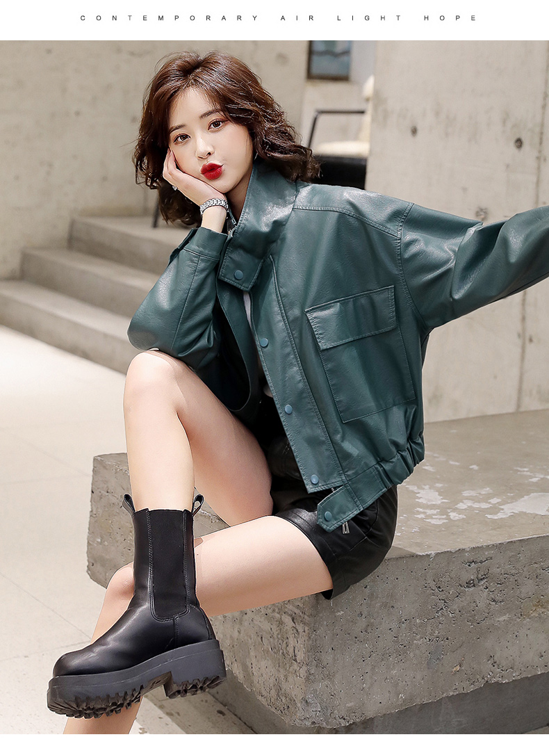 短款小皮衣外套女2022年秋季新款韩版气质宽松pu机车夹克上衣潮详情17