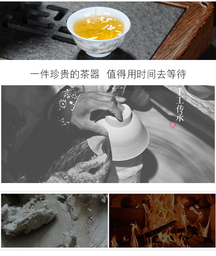 Factory direct sales of Kung Fu tea sets, including ceramic tea cups, white porcelain complete sets, blue and white tea cups, covered bowls, and tea sets. Logos can be made pic 9