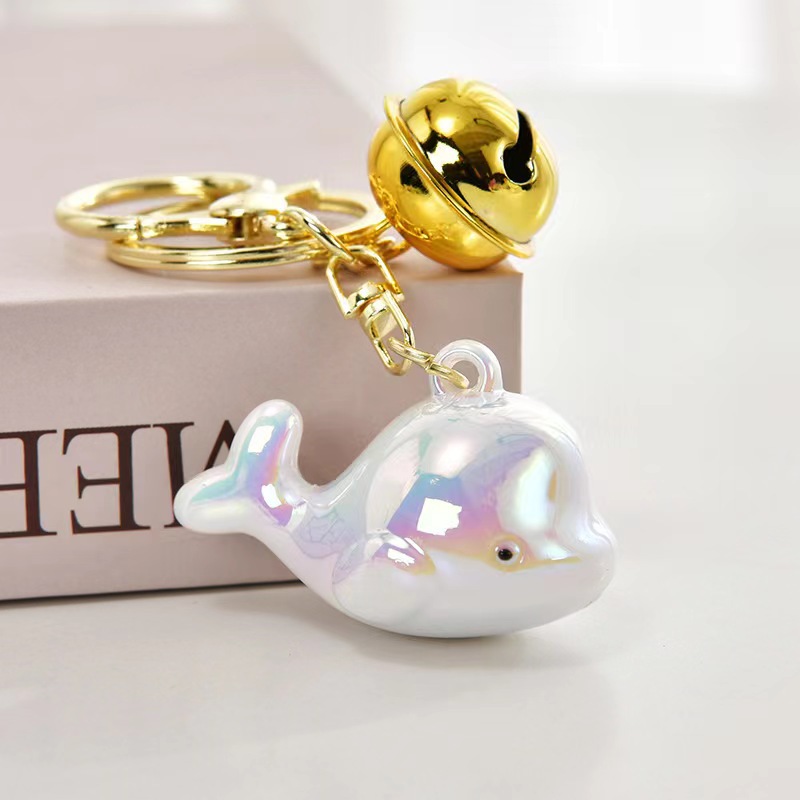 可爱炫彩鲸鱼卡通匙扣镀彩亚克力钥匙链书包挂件情侣小礼品包配饰详情9