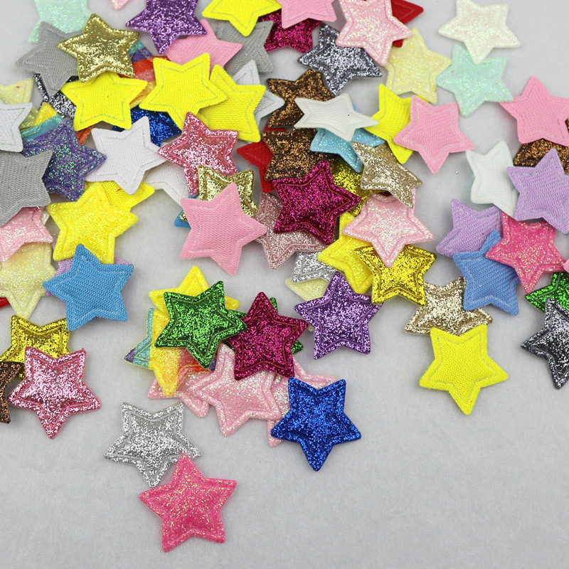 2.5cm闪粉星星压花 DIY发饰头饰服装布艺辅料配件 饰品材料五角星详情10