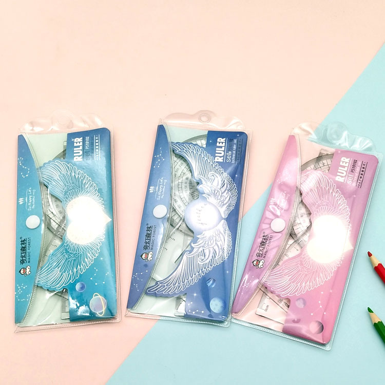 Wholesale injection-molded rulers, student plastic rulers, PVC bags, button bags, packaged PS rulers pic 8
