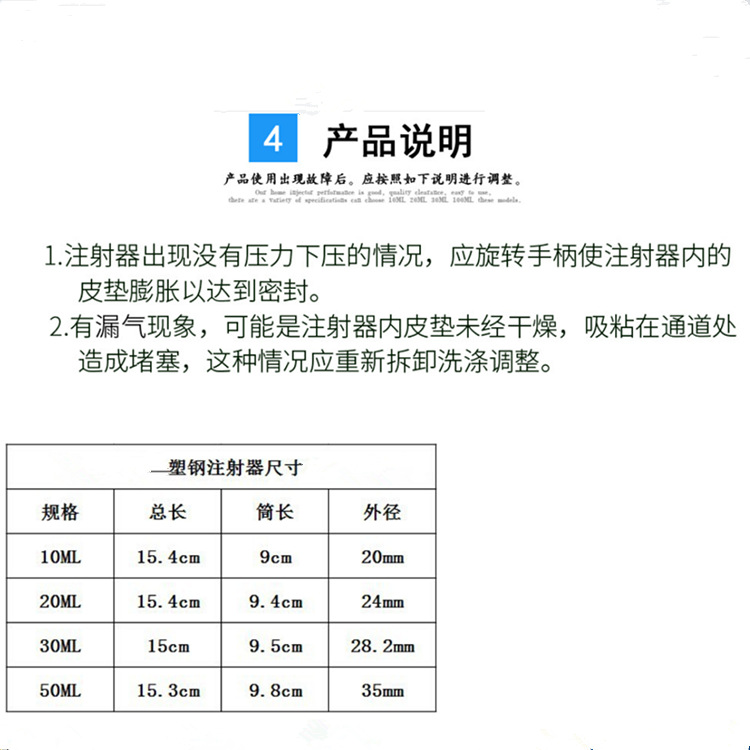 Blue non-adjustable plastic steel syringe, TPX veterinary syringe, blister packaging, 20ML pic 8
