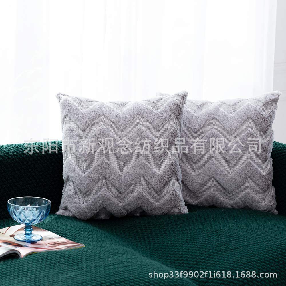 时尚简约波浪靠垫套 双面毛绒抱枕套 床头抱枕沙发靠垫厂家直销详情14