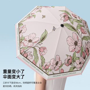 uv雨伞批发三折防晒遮阳伞晴雨两用折叠太阳伞手动可爱伞防紫外线详情11