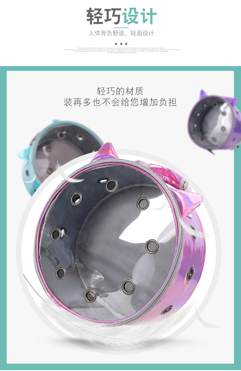 Transparent portable cat bag for going out, hamster bag for pets to take away, backpack for carrying, breathable schoolbag, space capsule cat bag pic 8
