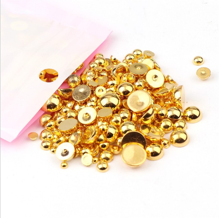 Gold-plated and silver-plated semi-circular pearl AB electroplated imitation pearl diy nail art AB semi-circular accessory manufacturer AB semi-circular pic 2