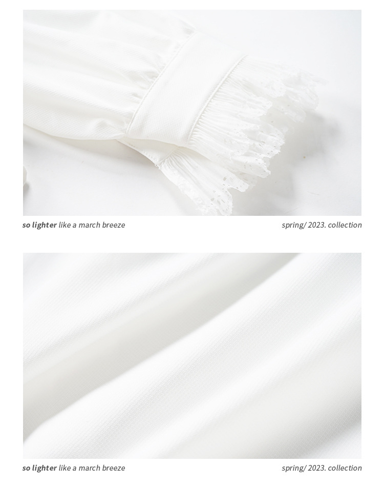 The new long-sleeved white shirt for women in the autumn of 2023, with lace trim and a doll-neck design, is a stylish shirt for women pic 29