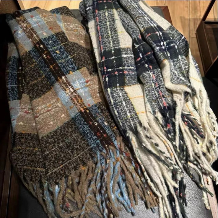 冬日旅社满目星河津川秋栗格子仿羊绒加厚女冬季新款围巾韩版保暖详情2