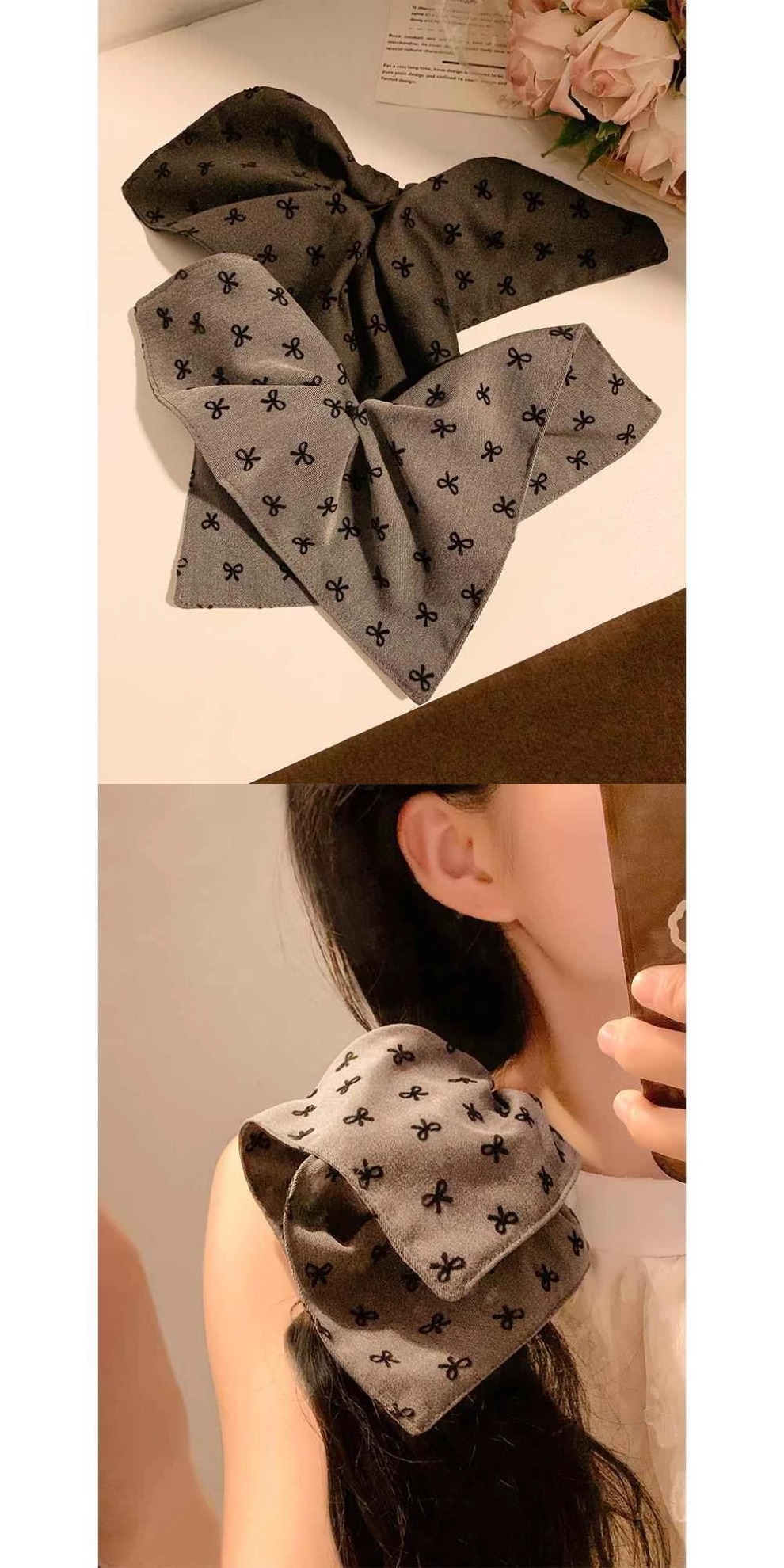 蕾丝边方巾蝴蝶结大肠发圈网红2025新款高马尾头绳女生扎头发皮详情1