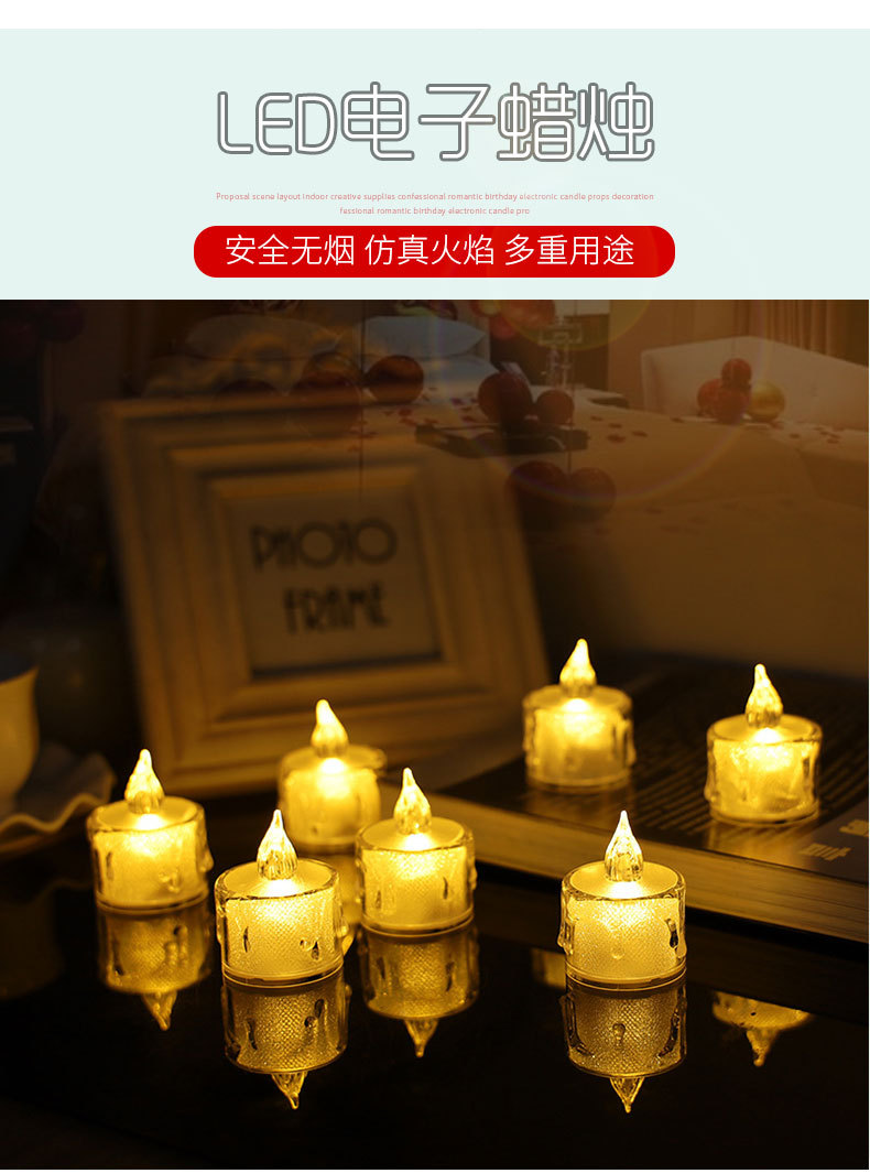 Cross-border exclusive supply of smokeless lighting led electronic candle lamps wholesale, transparent small tea wax Christmas proposal decoration pic 2