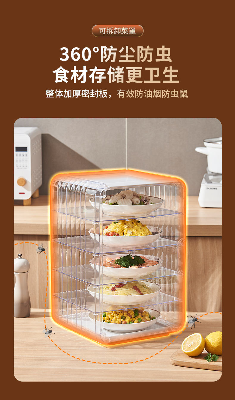 New type of insulated food cover, household plastic multi-layer insulated lunch box, leftover food preservation and storage, dust-proof food cover pic 10