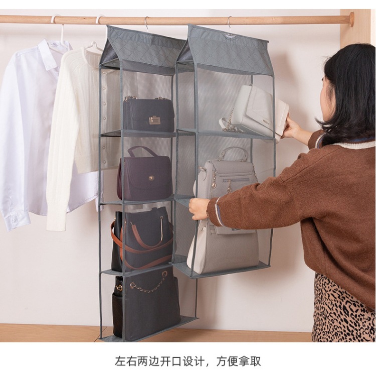 Three-dimensional dust-proof hanging bag, bag storage hanging bag, bag storage hanging bag, four-layer hanging bag, eight-compartment hanging bag pic 5