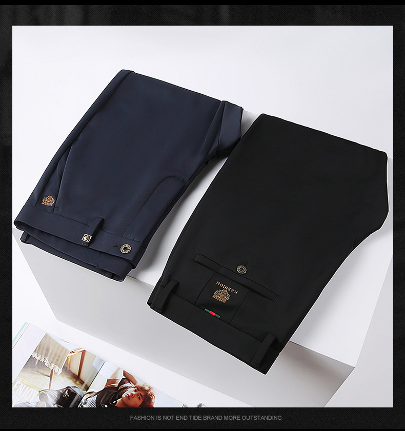 High-end business casual pants for men 2022 autumn and winter, thickened long pants, youth straight, elastic, wrinkle-free and drape dress pants pic 37