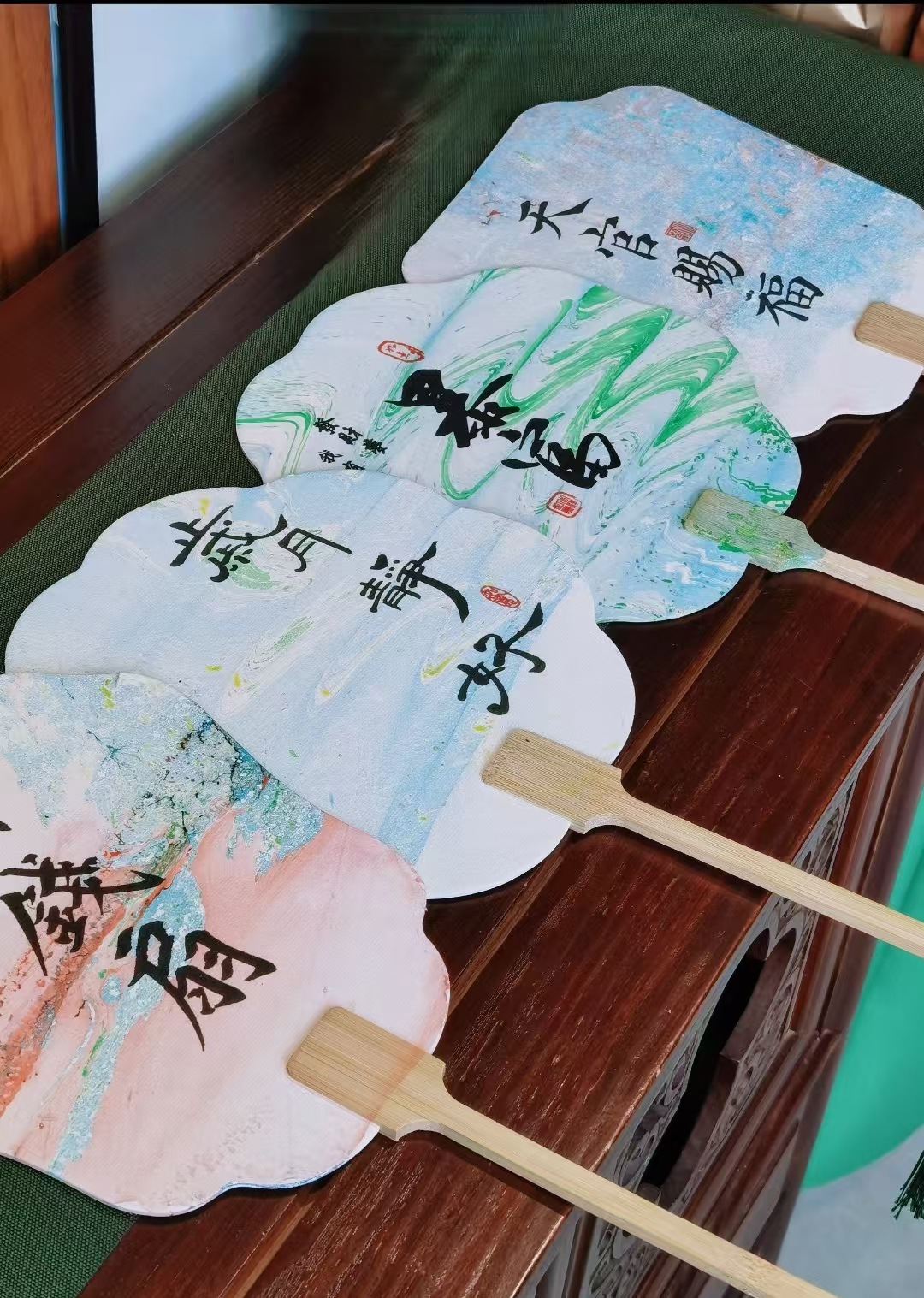 漆扇书法文字宣纸古风扇子国潮汉服拍照道具带字白色漂漆diy团扇详情18