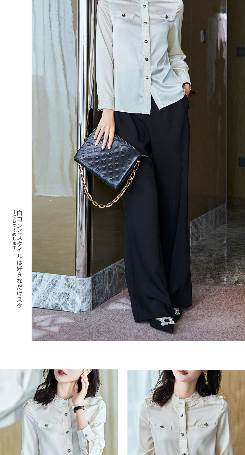 源头工厂 2023春装新款衬衫女长袖宽松雪纺衫黑色女士衬衣A2679详情9