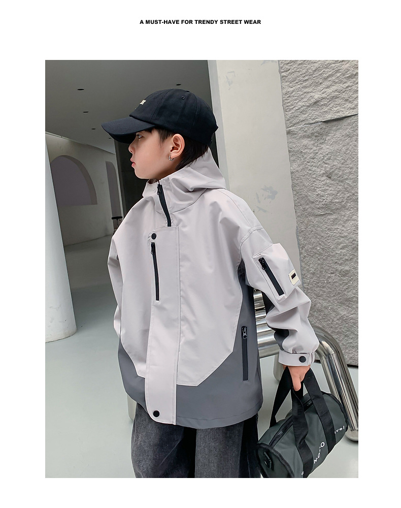 Niños ropa de invierno patchwork color clip cotton coat 2024 nueva ropa de niño niño medio grande con capucha y algodón engrosado pic 3
