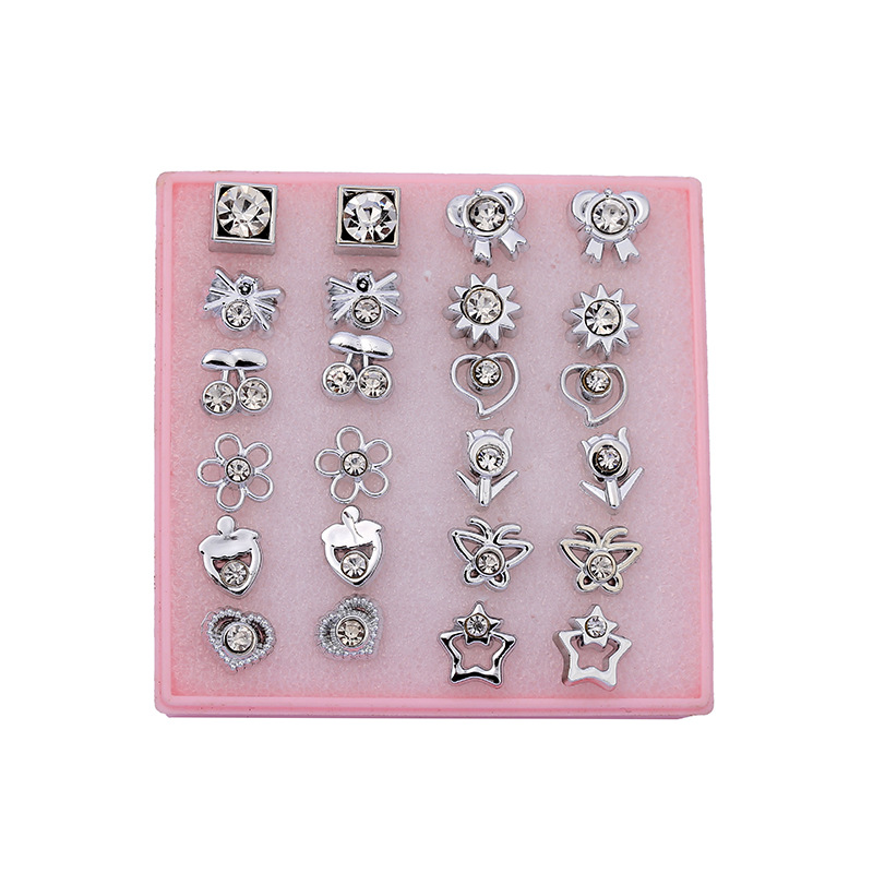 Korean version boxed ear studs in stock, student resin electroplated dot diamond jewelry earrings, student street stalls selling hot earrings wholesale pic 9