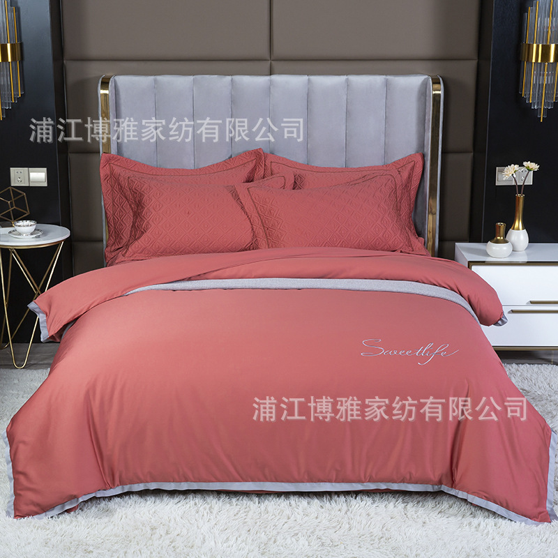 Wholesale of new light luxury 60s long-staple cotton bed cover three-piece set, quilted quilt with thickened cotton interlining, pure cotton bed cover pillowcase pic 34