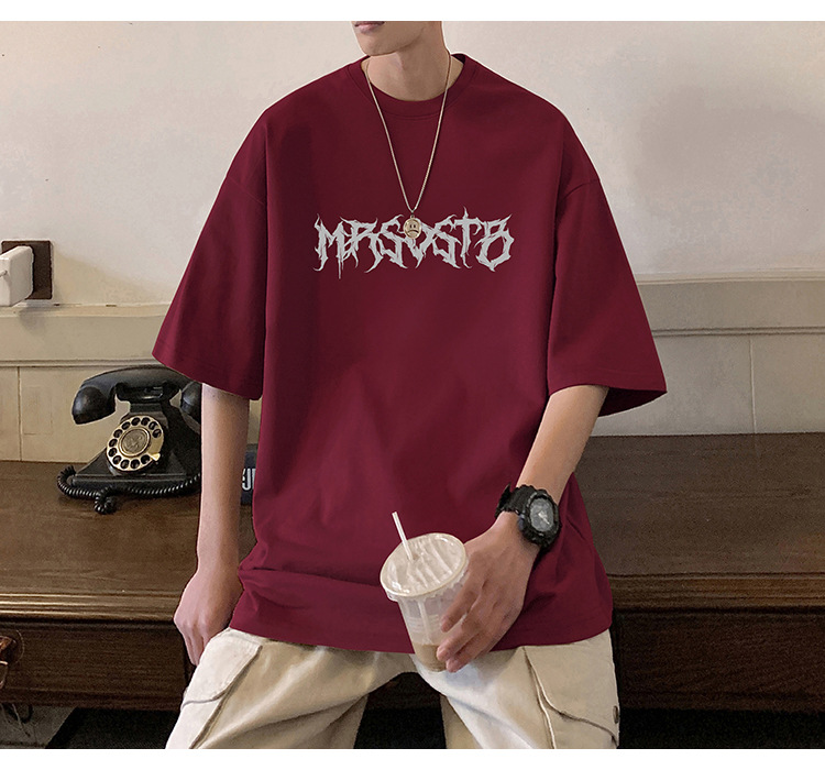 Camiseta de manga corta americana de algodón pesado hombre 2024 nuevo verano hombre retro country trend oversize pic 22