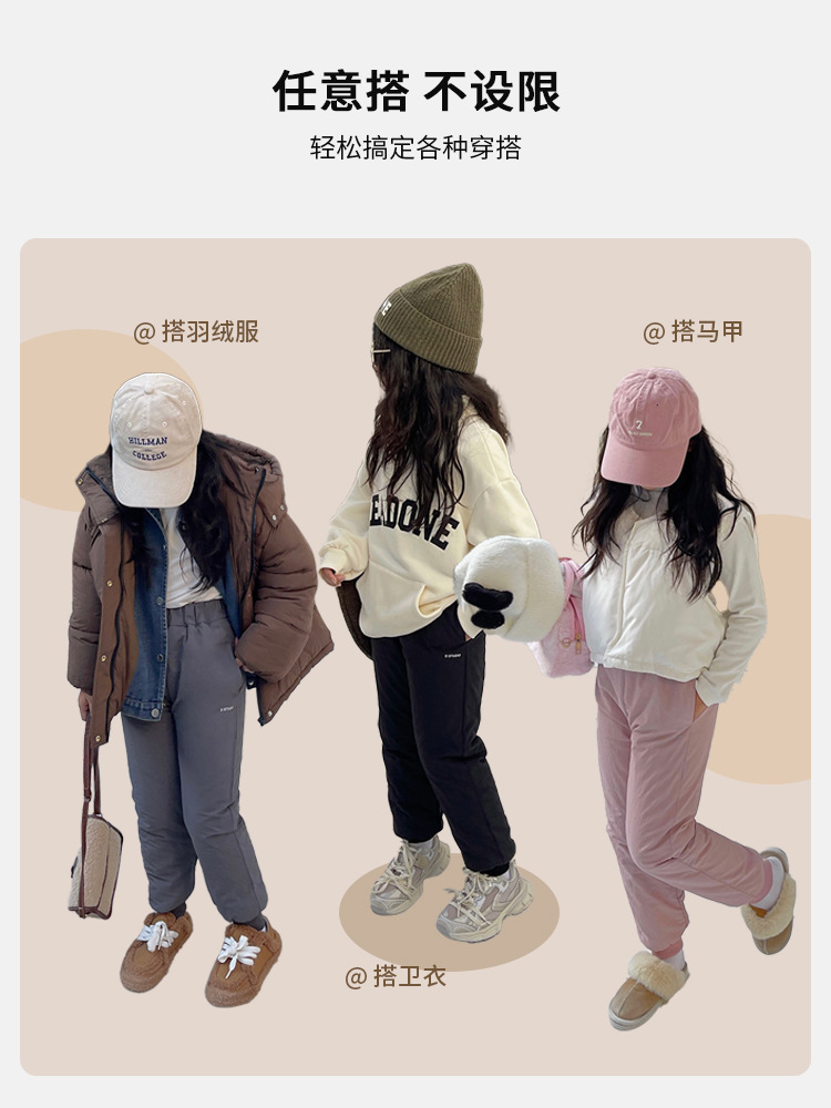 2023冬季加厚儿童棉裤男女童蚕丝裤外穿防风裤保暖长裤加绒2433详情14