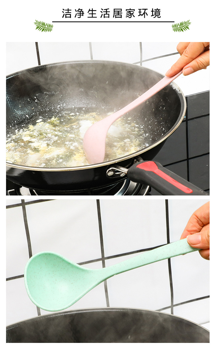 Foreign trade wheat straw soup spoons, household long-handled porridge spoons, kitchen plastic kitchenware, hot pot spoons, large porridge spoons pic 10