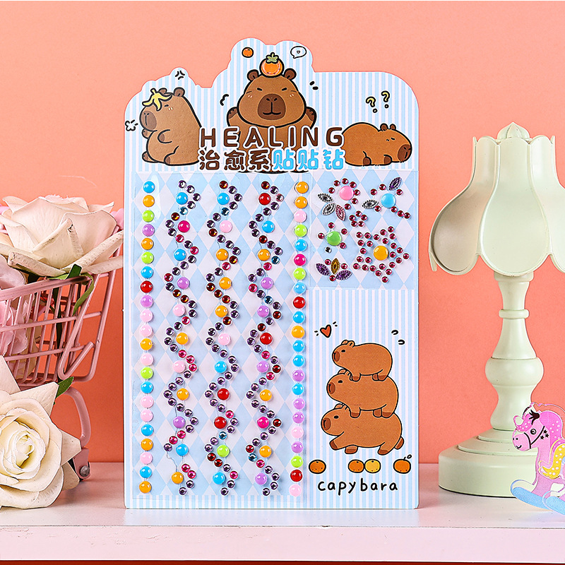 新款卡皮巴拉系列装饰贴 治愈系贴贴钻亚克力手机保温杯贴纸详情8