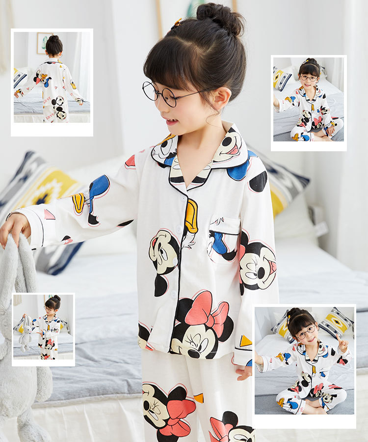 儿童睡衣女孩针织棉春秋冬开衫翻领长袖外贸男工厂宝宝家居服套装详情65