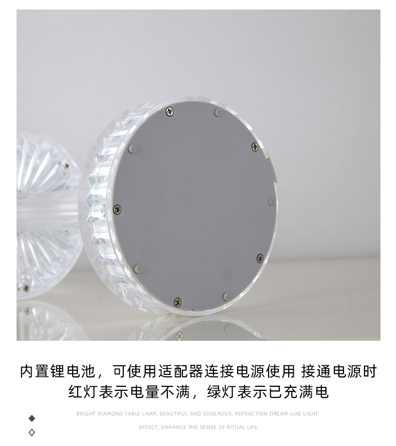 Cross-border Gatsby crystal table lamp, Spanish ambient light, hotel diamond romantic and warm led display piece pic 17