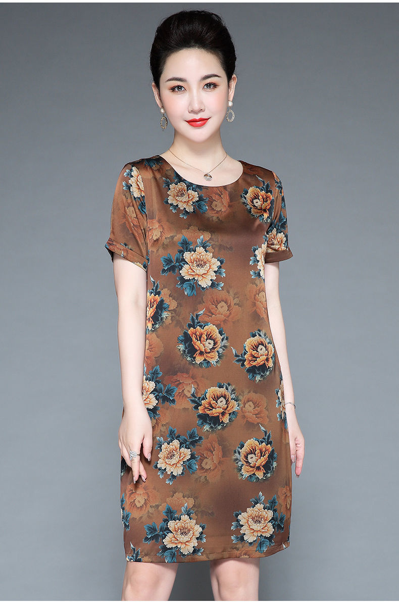 真丝连衣裙女新款绸缎时尚中老年妈妈夏装高端桑蚕丝裙子详情10