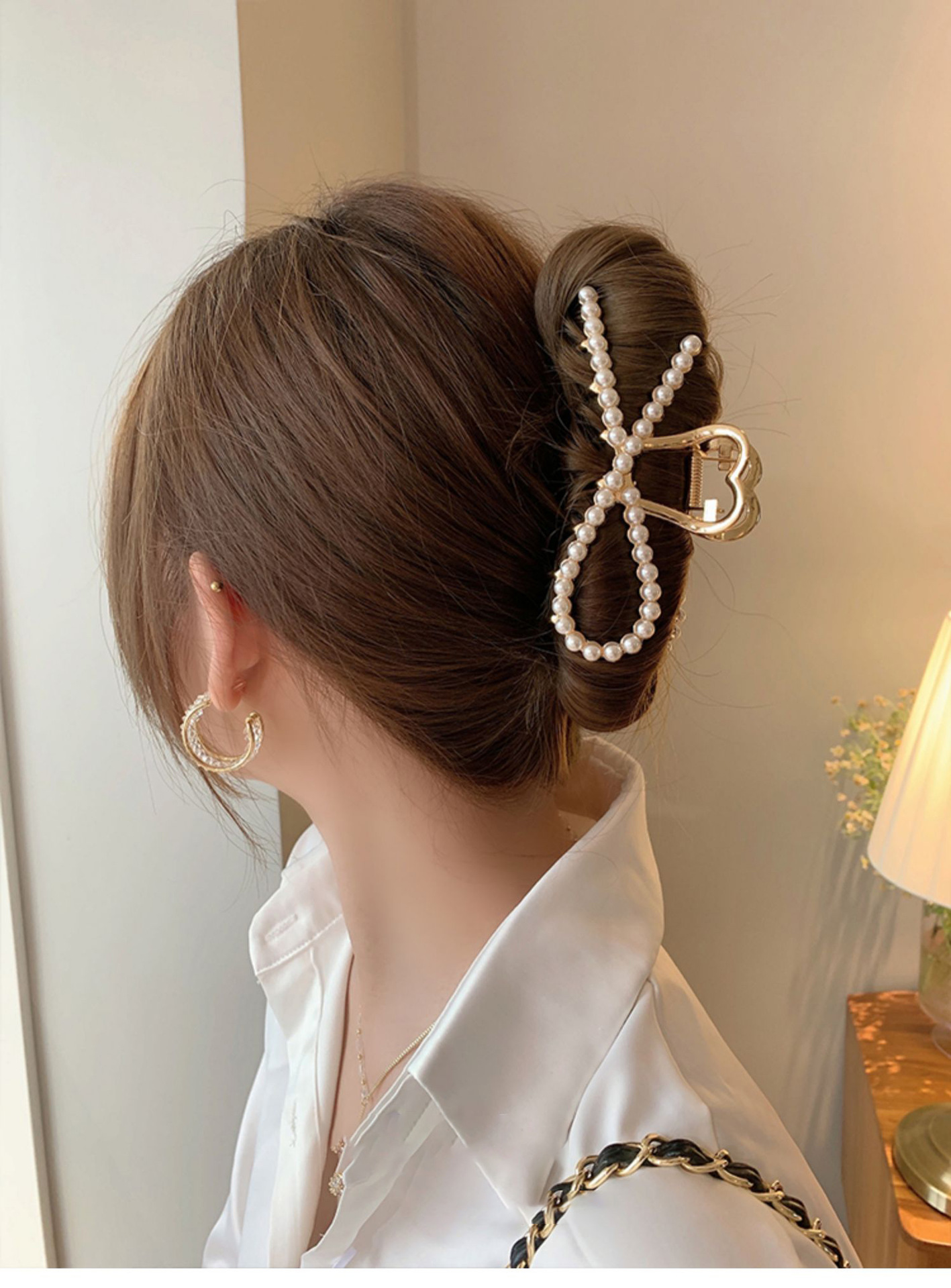 韩国新款珍珠发夹后脑勺女大号抓夹网红气质发卡抓发夹鲨鱼夹头饰详情3