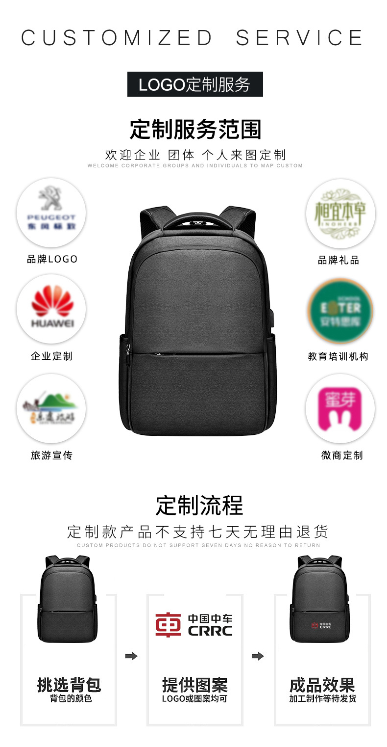 Customized large-capacity computer business backpacks with logo printing, corporate gifts, customer souvenirs, and employee benefits pic 23