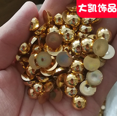 1.5-25mm gold and silver semi-circular pearls, flat-bottomed ABS semi-circular pearls, diy nail art, gold and silver electroplated pearls pic 1
