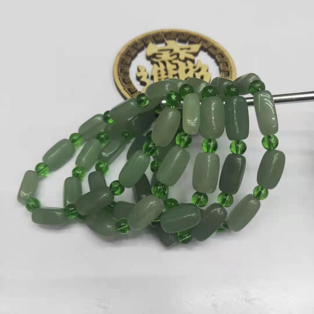 Factory wholesale of natural Dongling jade rectangular irregular combination bracelets, diy green Dongling bracelet jewelry and accessories pic 11