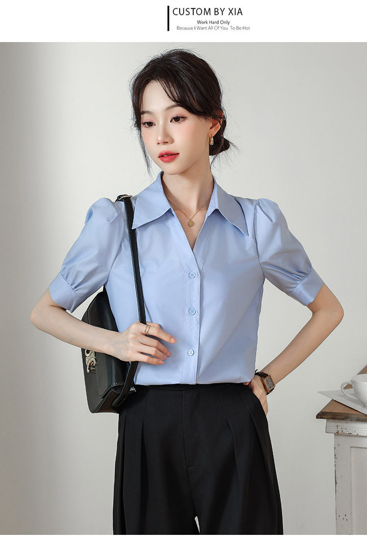 A niche chiffon shirt and top for summer 2024, a new short-sleeved shirt for women with a French style that makes them look slimmer pic 18