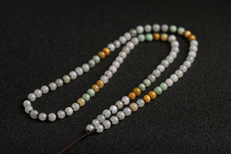 Natural multi-color jadeite A-grade round beads 5.5mm woven necklace rope, multi-color round bead pendant hanging rope, jadeite bead chain pic 13