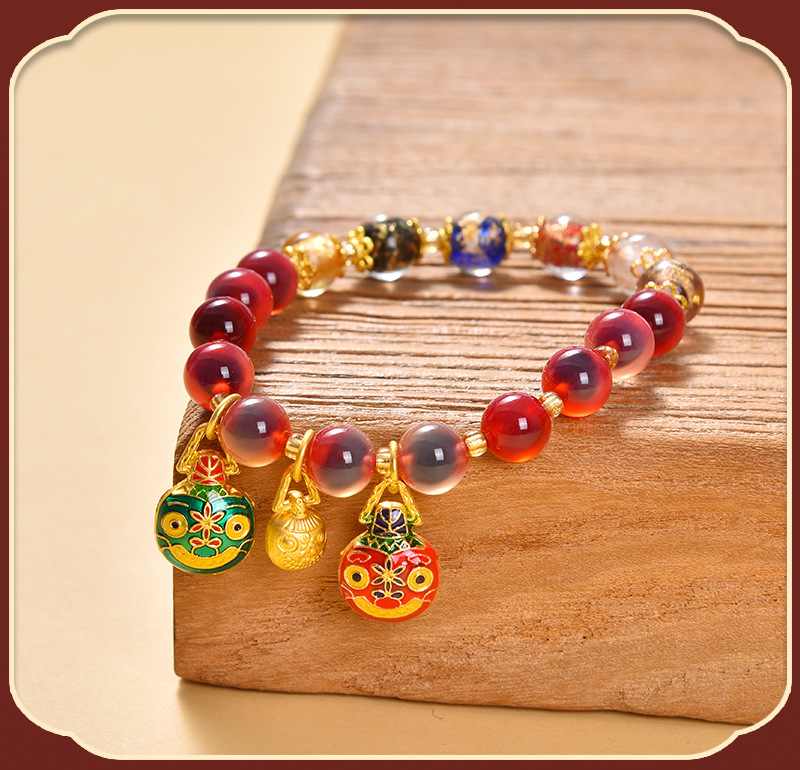 多宝金箔琉璃手串半糖吞金兽蓝白色糖心玛瑙转手链女水晶饰品佛珠文玩手串文玩手串琉璃手串手串情侣详情12